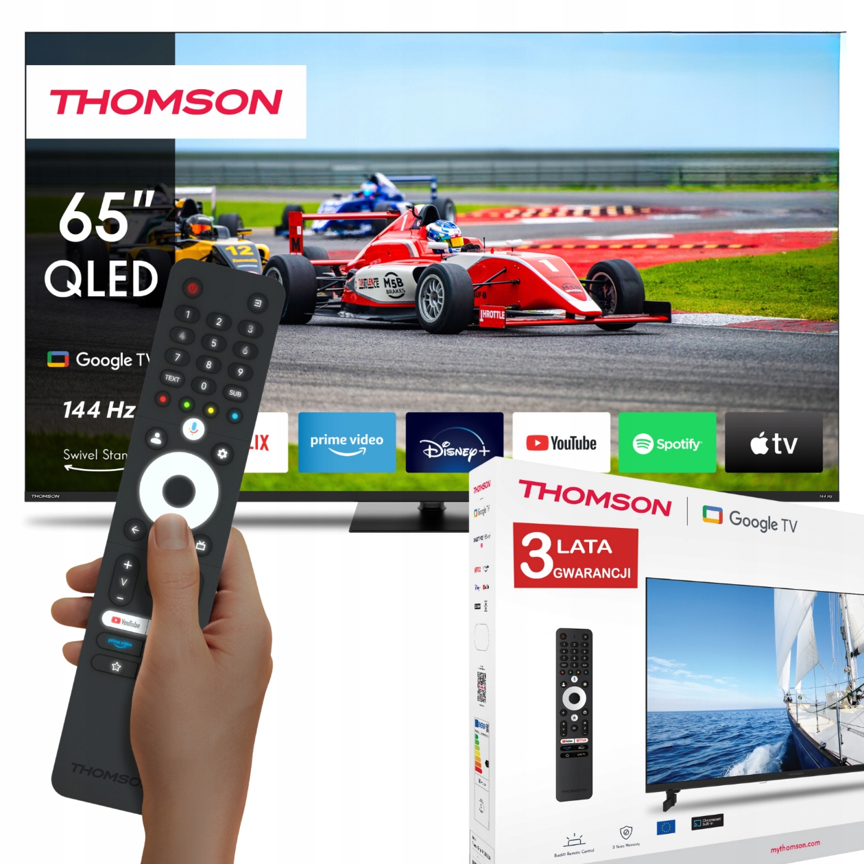 TV THOMSON 65QG7C14 (165 cm, QLED, 4K UHD, 144Hz, Google TV, Dolby Vision & Atmos)