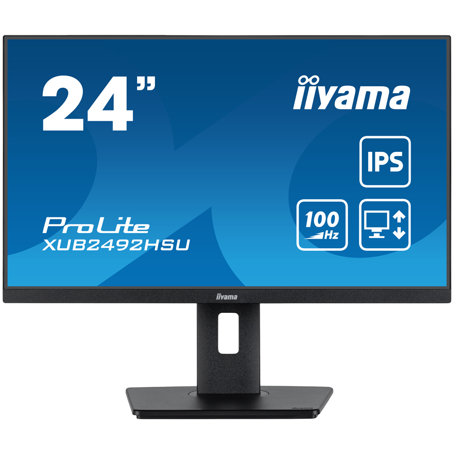Iiyama 24″ XUB2492HSU-B6 FHD (1920×1080) IPS, 100Hz, 16:9, 0.4ms, 250 cd/m2, 1300:1, HDMI/DP, 4×USB-A, Pivot, zvučnici, crni