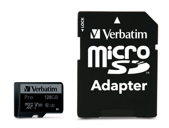 Verbatim memorijska kartica PRO Micro SDXC 128GB, U3, A2, V30, Class 10 Card + adapter