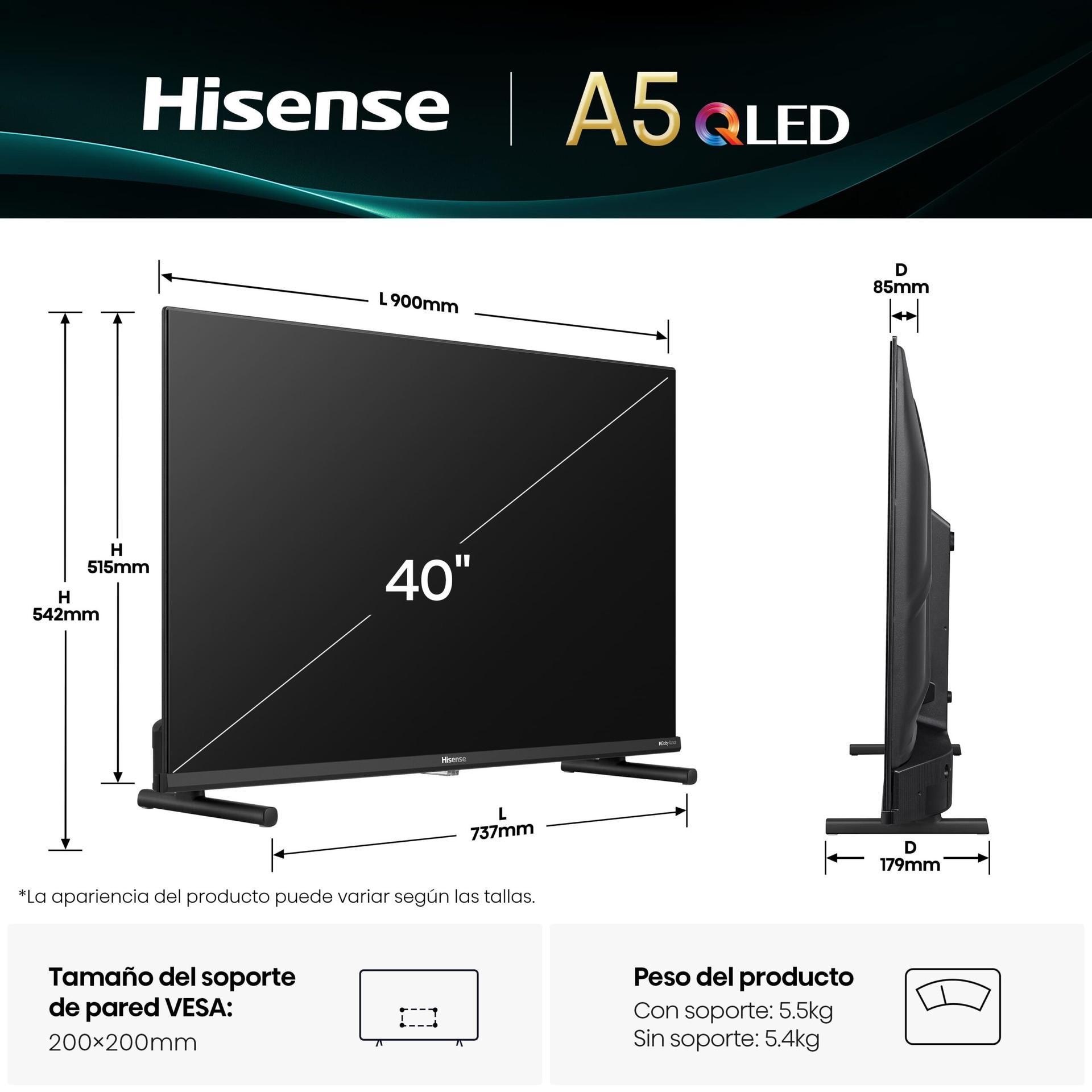 HISENSE QLED TV Smart 40A5Q