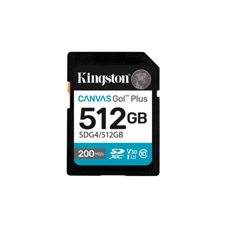 Kingston 512GB microSDXC Canvas Go Plus Gen4 200MB/s A2 U3 V30 Card + Adapter SDCG4/512GB SDCG4/512GB