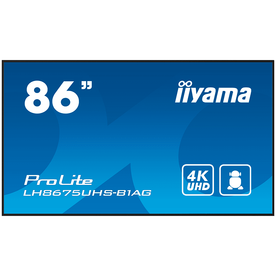 IIYAMA LFD LH8675UHS-B1AG 86" 4K 24/7 Android OS IPS 16:9 500cd 1400:1 8ms Android 11 OS, iiSignage², FailOver, EShare landscape, portrait