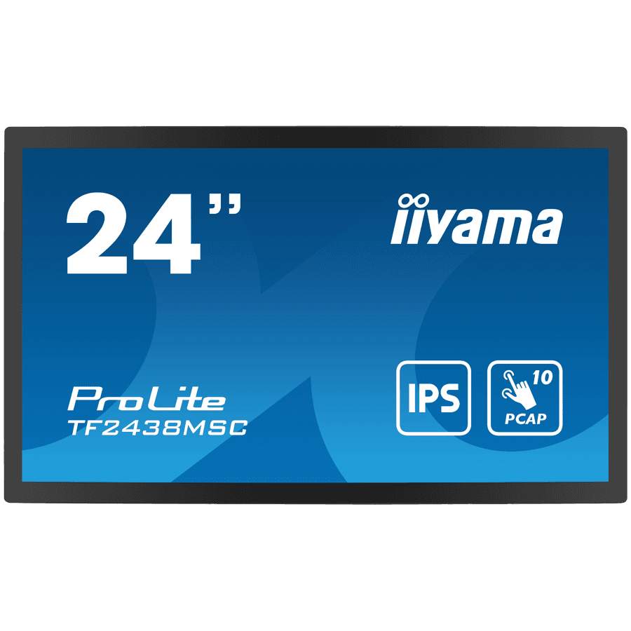 IIYAMA Monitor LED TF2438MSC-B1 TOUCH 23.8” 10pt Optical Bonded PCAP Open Frame 1920 x 1080 600cd 1000:1 5ms bonded PCAP HDMI DP USB landscape, portrait, face-up