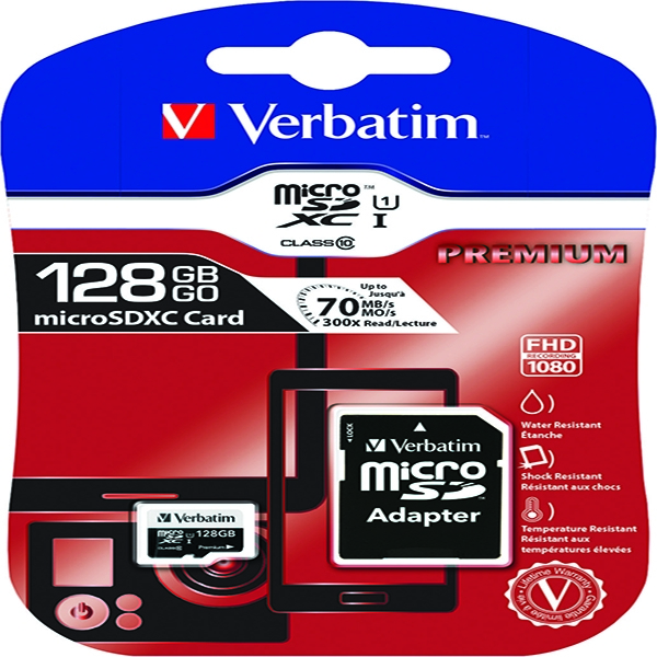 Verbatim memorijska kartica Premium Micro SDXC 128GB Class 10 + adapter